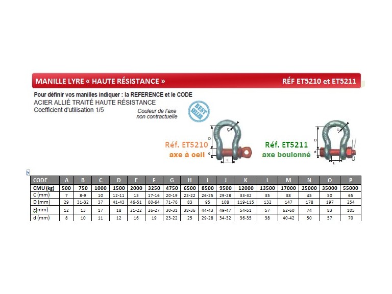 Manille Lyre haute résistance 2 - ACTC0115