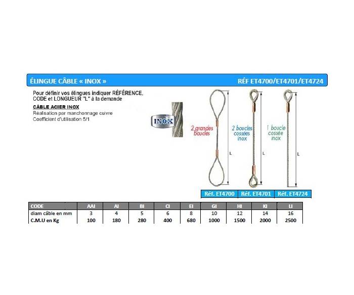 Elingues câble INOX - Principal