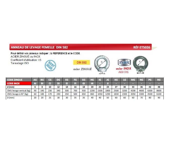 Anneau de levage femelle DIN 582 - Principal